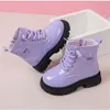 New autumn and winter solid color simple and comfortable zipper Martin boots for boys and girls children's sewing booties