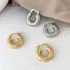 Hoop & Huggie Monlansher Small Chunky Screw Thread Earrings Gold Silver Color Metal Round Earring For Women Vintage Jewelry 2021302h