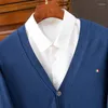 Pulls pour hommes Pull en cachemire Cardigan Col en V Chaud Épais Lâche Casual Automne Hiver Mâle Corée Tricoté Laine Plus Taille M-5XL