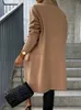Kadın Yün Karışımı Moda Katı Kartavan Paltosu Sonbahar Kış Salonu Vneck Cep Bayanlar Karışımlar Uzun Kollu Steeetwear Drop 230928