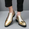 Club-Schuhe für Herren, spitze Zehen, Leder, klassische Herrenschuhe, Hochzeit, Büro, neue goldene Slip-on-Loafer für Herren