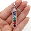 Pendentif Colliers Pierre naturelle Alliage métallique Cristal Colonne Forme 7 Chakras Reiki Guérison Bijoux DIY Fabrication Collier Boucles D'oreilles Accessoires