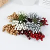 Fiori decorativi 50 pz Mini Fiore Artificiale Doppie Teste Stame Pistillo Materiali Fatti A Mano FAI DA TE Casa Festa di Nozze Ghirlande Di Natale