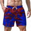 Herenshorts Zomerstrandbroek Los, comfortabel ademend 3D-geprint Hawaiiaanse woninginrichting Reiskleding Oversized