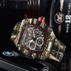 New top luxury men's watch quartz chronograph Swiss R men's ice out hip hop rubber strap sports men's watch199n