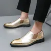 Club-Schuhe für Herren, spitze Zehen, Leder, klassische Herrenschuhe, Hochzeit, Büro, neue goldene Slip-on-Loafer für Herren