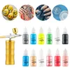 Vernis à ongles 10ML Ensemble d'encre de peinture acrylique 12PCS DIY Airbrush Nail Art Encres Aérographe Pigment pour Spray Art Nail Pochoirs Peinture Nail Art Tool 230928