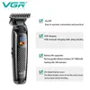 Clippers Trimmers Original VGR Cordless Professional Hair Trimmer para Homens Barba USB Electric Clipper Edge Navalha Cortador Máquina 230928