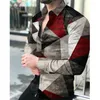 Mäns casual skjortor 2023 Lapel Long Sleeve 3D Printing Slim-Fit Shirt For Men Europe och America Plus Size Wear