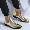 Bottes de luxe en cuir Chelsea hommes chaussures d'or concepteur pointu hommes de mariage formel élégant mocassins robe pour 230928
