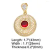 Pendant Necklaces OCESRIO Trendy Multicolor Crystal Big Round For Necklace Copper Gold Plated CZ Jewelry Making Supplies Pdtb149