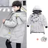 Down Coat Enfants Parka Enfants Hiver Coton Veste Snowsuit Vêtements Big Boy Chaud Épaissir Vêtements d'extérieur Vêtements pour tout-petits Gants 230928