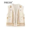 Mulheres Coletes Pokiha Moda Mulheres Casual Grosso Quente Faux Shearling Imprime Colete Vintage Sem Mangas Feminino Outerwear Chic Vest Tops 230928