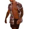 Mäns avslappnade skjortor 2023 afrikanska elefanttryckskläder för män hawaiian etnisk stil kort ärmskjorta man plus storlek 5xl