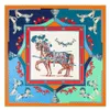 Nouveauté sergé foulard en soie femme carré écharpe France guerre cheval imprimé mode soie foulards Hijab femme châles 130 cm x 130 cm 290H