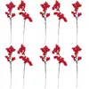 Flores decorativas 10 PCS Bagas Artificiais Lifelike Ramificada Berry Decor Plantas Cranberries Simulação de Natal Escolha Plástico Sala de Jantar