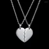 Pendant Necklaces 5pairs Stainless Steel Heart Puzzle Blank For Engrave Metal Couple Necklace Carving Gift Mirror Polished