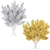 Decorative Flowers No Water Plant Artificial Realistic Leaves Golden Sparkling Decorations For Easy Maintenance Stunning