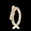 Bagues de cluster 2021 Tendance de la mode 100% S925 Sterling Silver Real Rose Gold 3 couleurs Bow Ring Original DIY Bijoux Convient pour Wome266L