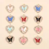 Charms 10Pcs 18 18MM Colorful Acrylic Butterfly Alloy Zircon Heart Charm For Women's Cute Necklace DIY Jewelry Making Earrings Pendant