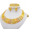 Orecchini Collana Africana Set di gioielli color oro 24k per le donne Dubai Regali di nozze da sposa Girocollo Bracciale Anello Set di gioielli211F