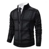 Men's Sweaters Men Plaid Casual Cardigan Sweatercoats High Quality Fleece Warm Male Autumn Winter Outwear Slim Jackets