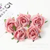 Fiori decorativi 20 pezzi 8 cm artificiale testa di rosa rossa scura decorazione tabella di marcia per matrimoni parete rosa fiore di seta fatto a mano fai da te