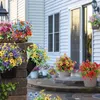 Bouquet de fleurs décoratives violettes et gypsophiles artificielles, pour l'extérieur, résistantes aux UV, fausses fleurs réalistes pour jardin de mariage sauvage