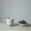 Tasses Tasse en céramique européenne créative à la main petit déjeuner tasse à lait après-midi thé bureau tasses à café irrégulières rétro Art décoration de la maison