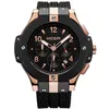 MEGIR Marca Men Watch Quartz Gold Rubber Band 3ATM Resistente à Água Cronógrafo Mens Pulso 220225265b