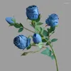 Decorative Flowers Five-headed Burnt Edge Roses Retro Imitation Home Soft Furnishings Wedding Fake Dry