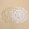 Tapetes almofadados inteiros-2 cores 30cm pastoral redondo mão crochê doilies de algodão forma de flor placemat porta copos mesa decorativa 2918