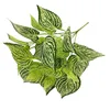 Fleurs décoratives Plantes vertes artificielles Fausse fleur PVC Tache blanche Feuilles de taro Simulation Feuille de plante Décoration de bureau Hall floral