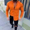 Men's Casual Shirts 2023 Solid Color Shirt European & American Clothing Long Sleeve Lapel Single-breasted Buttons Cotton Mens