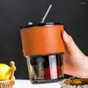 コーヒーポット再利用可能なカップマググラスのおいしいティーウェアドリンクウェアとストローエスプレッソカップコーヒーウェアティーコールドアイスゴー