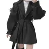 Misturas de lã feminina moda coreana mulheres faux casacos de lã elegante cinto senhoras jaqueta outono casual cintura alta túnica feminina outwear 230928