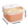 Set di stoviglie Bento Box Pranzo per adulti Contenitori portatili per insalata snack multiscomparto a 2 strati