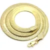 Mens Flat Herringbone Chain 14K Gold Plated 9mm 24 Necklace236K