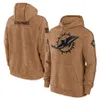 Miami''dolphins''men Men's Hoodie Hoodies Sweatshirts Women Youth 2023 Salute to Service Long Sleeve T-shirt - Brown