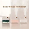 Przenośny mini śnieżny house chłodny nawilżacz, kreatywny design, 300 ml, nocne światło, 4H auto-off, mały humdifon do sypialni, komputerów stacjonarnych, biurowy i zakładu