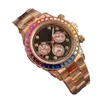 Oglądaj mężczyzn Diamond Watch Wysokiej jakości zegarki 41 mm Automatyczne mechaniczne szafir szklarnia Składany obiektyw Składany zegarek Pasek ze stali nierdzewnej Boxt Rose Gold Montre z pudełkiem