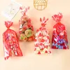 Emballage cadeau Sac de bonbons coeur rouge en plastique sacs de cellophane transparents Cookie Treat Saint Valentin anniversaire de mariage S