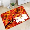 Tapis de bain Paillasson Automne Tapis de salle de bain Arbre Aquarelle Orange Rouge Jaune Tournesol Tapis antidérapant Décoration d'intérieur Tapis de porte de cuisine