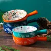 Pans Ceramic Pot Japanese-style With Handle Instant Noodle Bowl Fruit Salad Home Creative Baking Baked Rice Breakfast