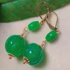 Dangle Earrings Fashion Natural Green Jade Pumpkin Beads Beads Gold Women Year عيد الشكر هدايا العطلات الكلاسيكية