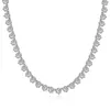 Collier de tennis de 4 mm de créateur pour femme en argent sterling S925 avec diamants ronds blancs 5A en zircone cubique - Chaîne de luxe pour bijoux de mariage - Boîte cadeau