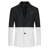 Herrdräkter Spring Blazer Semi-Black Semi-Red Single Button Masculino Slim Wedding Prom Fashion Stitching Suit Jacket