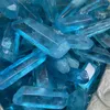 Estatuetas decorativas 100g Galvanoplastia Azul Claro Titânio Halo Lemurian Semente Quartz Crystal Point Stone Espécime Presente Natural e Mineral