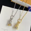 2023 Luxury Necklace Designer Female Stainless Steel Couple Rabbit V Gold Sliver Chain Pendant Jewelry Neck Gifts Accessories No B240Q