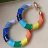 Orecchini pendenti 22-23mm Moda sette colori Semicerchio Cloisonne Orecchini a bottone in oro Anno Ringraziamento CARNEVALE Accessori regalo di nozze